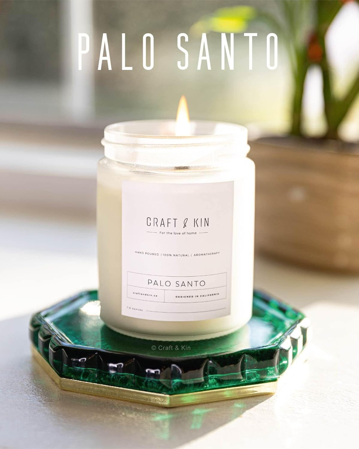 Palo Santo Scented Candle | 8 Oz 45 Hour Long Lasting | Classic Soy Spring Scented Candles Wood Wick | Made with Natural Soy | Gifts for Men and Women