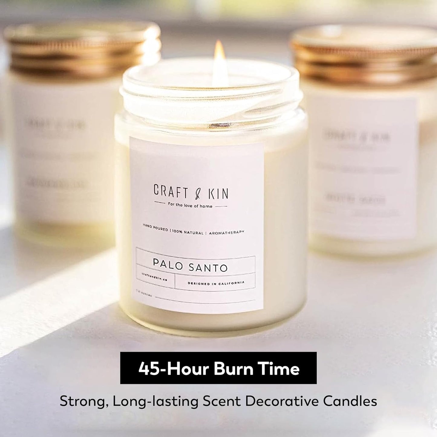 Palo Santo Scented Candle | 8 Oz 45 Hour Long Lasting | Classic Soy Spring Scented Candles Wood Wick | Made with Natural Soy | Gifts for Men and Women