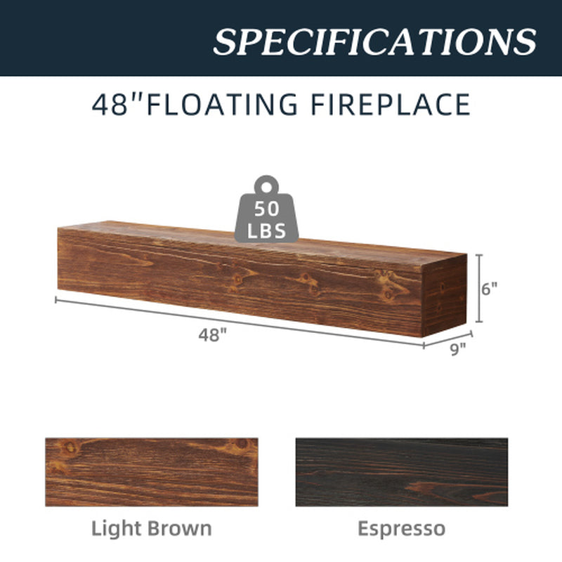 Country Wood Mantelpiece, Wall-Mounted Floating Rack for Home Decor