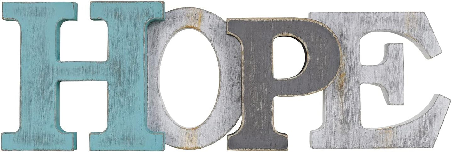 Rustic Wooden Word Sign, Decorative Letters Block, Hanging Wooden Sign, Wall Decor, Hope, 15.75'' X 5.2'' X 1.2''