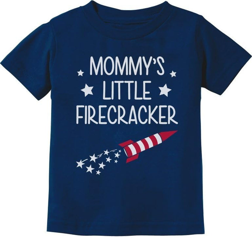 Mommy'S Little Firecracker 4Th of July Shirt for Kids - Toddler Girls & Boys Patriotic American Flag T-Shirt