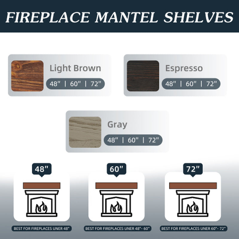 Country Wood Mantelpiece, Wall-Mounted Floating Rack for Home Decor