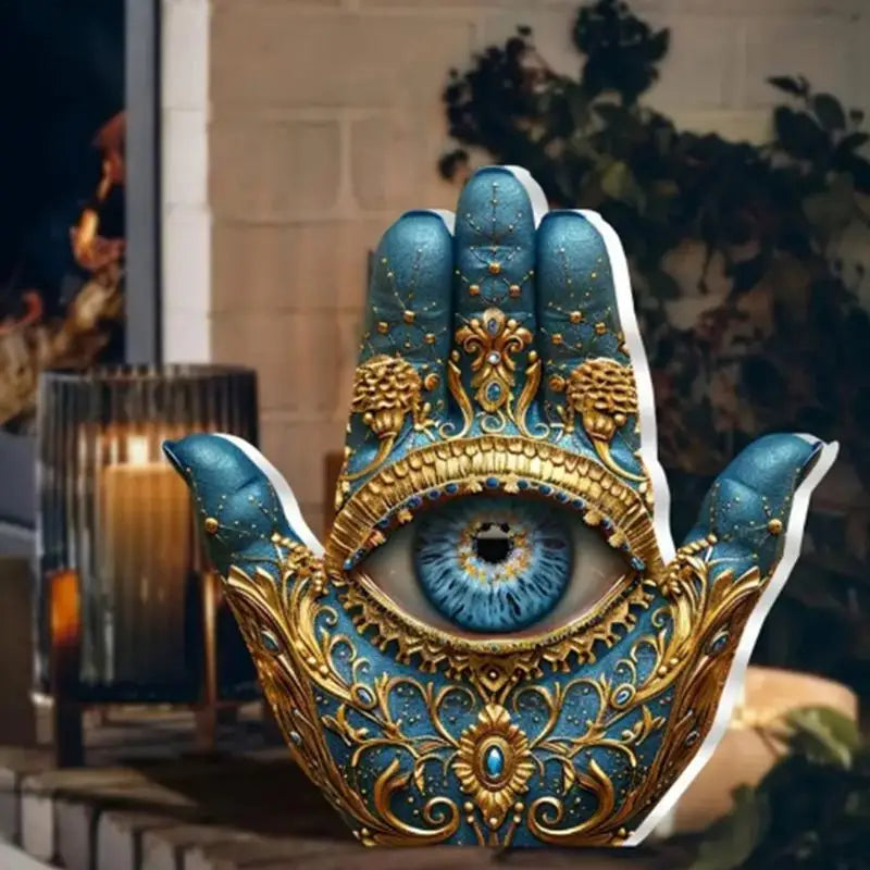 Evil Eye Hand Home Decor Palm Sculpture Evil Eye Hands Decorative Sculpture Home Decor Statue Figurine Ornament for Bookshelf
