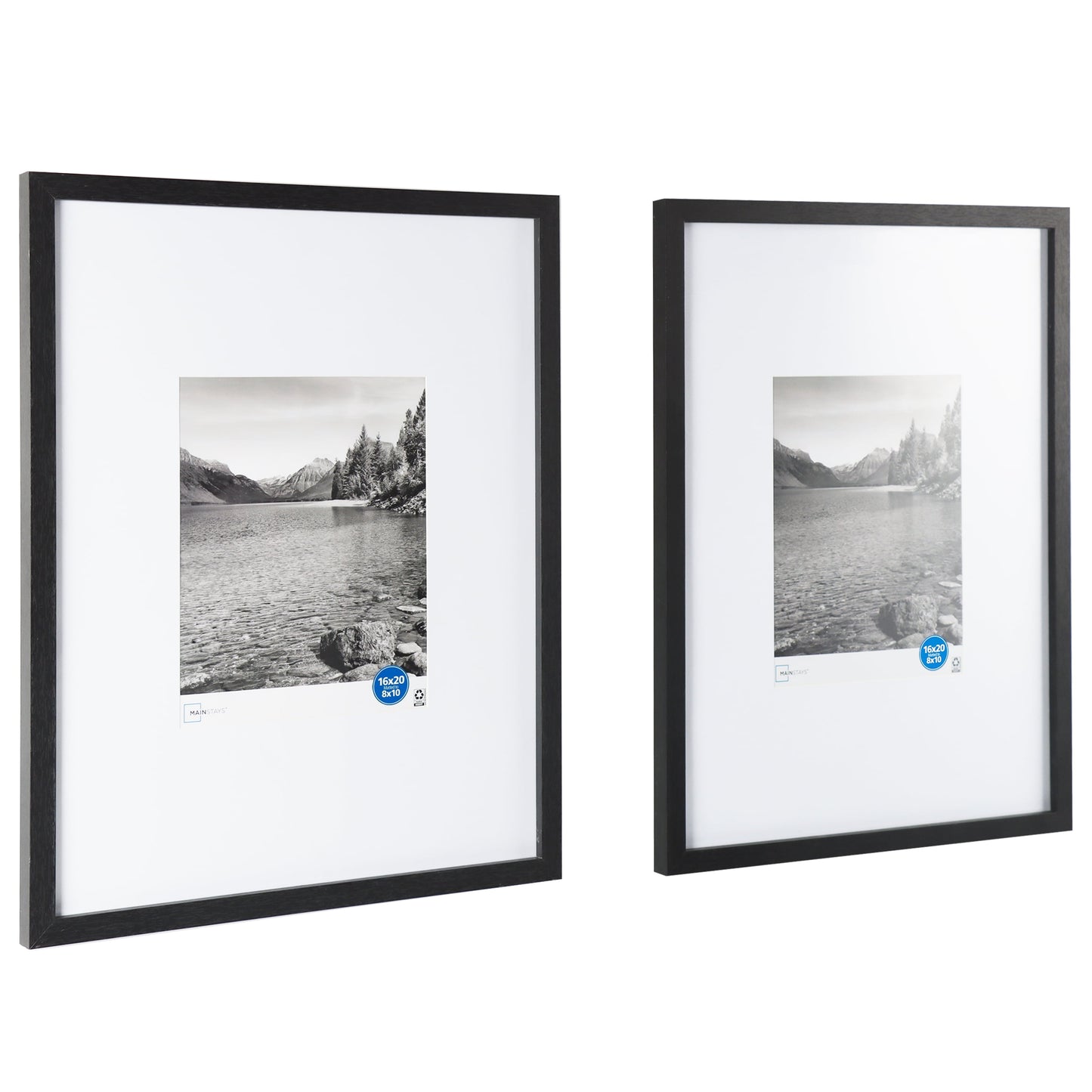 (2 Pack) 16"X20" Black 2 PC Frame Set, Matted for 8"X10" Pictures