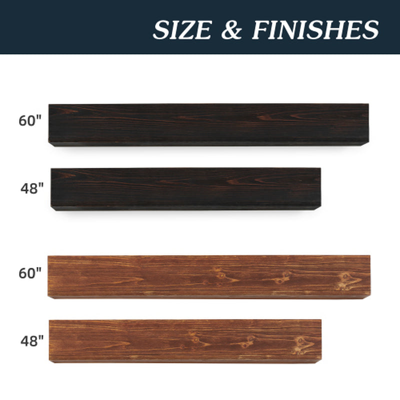 Country Wood Mantelpiece, Wall-Mounted Floating Rack for Home Decor