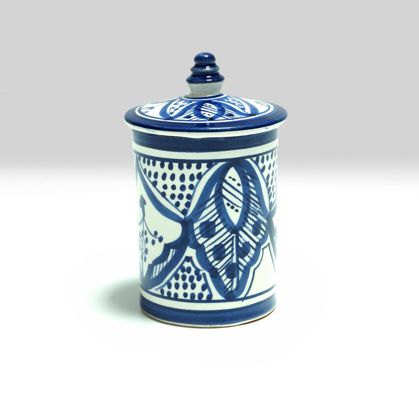 Blue Moroccan Ceramic Candy Jar | Hand-Painted Pottery with Lid | Safi Craft