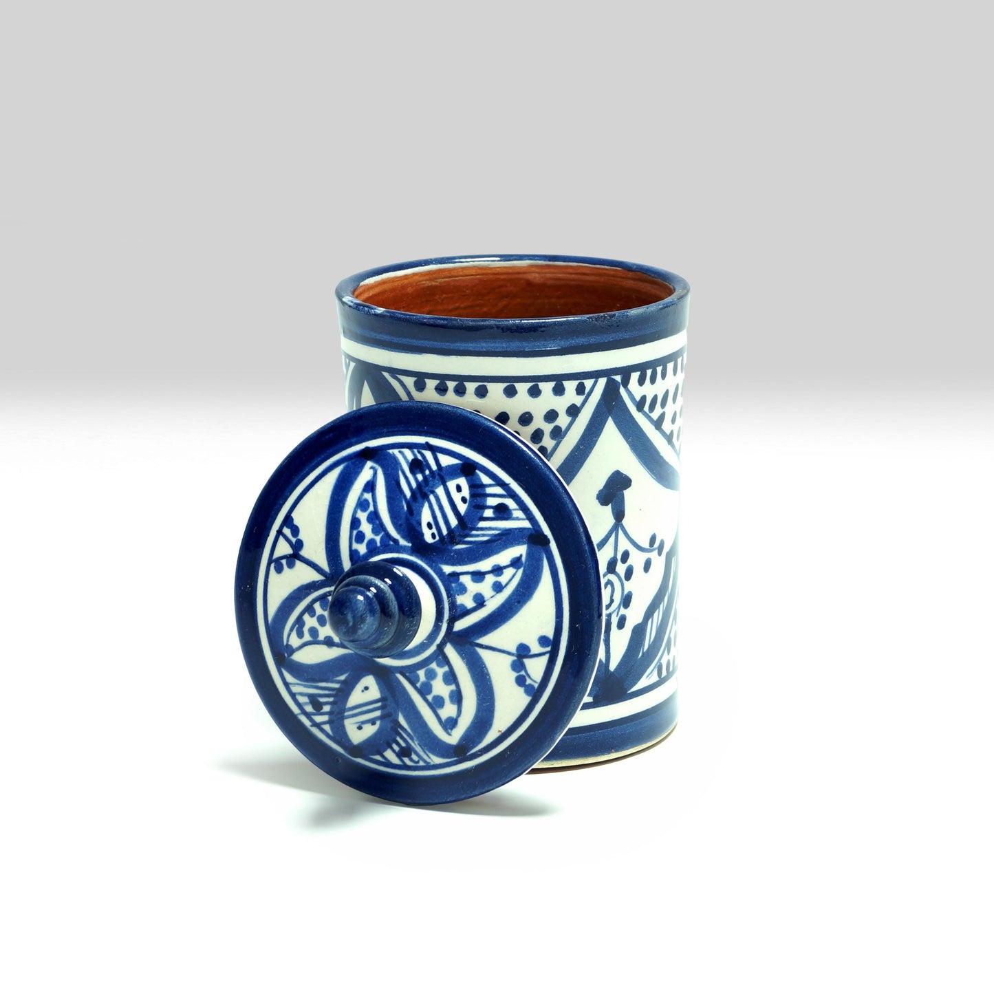 Blue Moroccan Ceramic Candy Jar | Hand-Painted Pottery with Lid | Safi Craft
