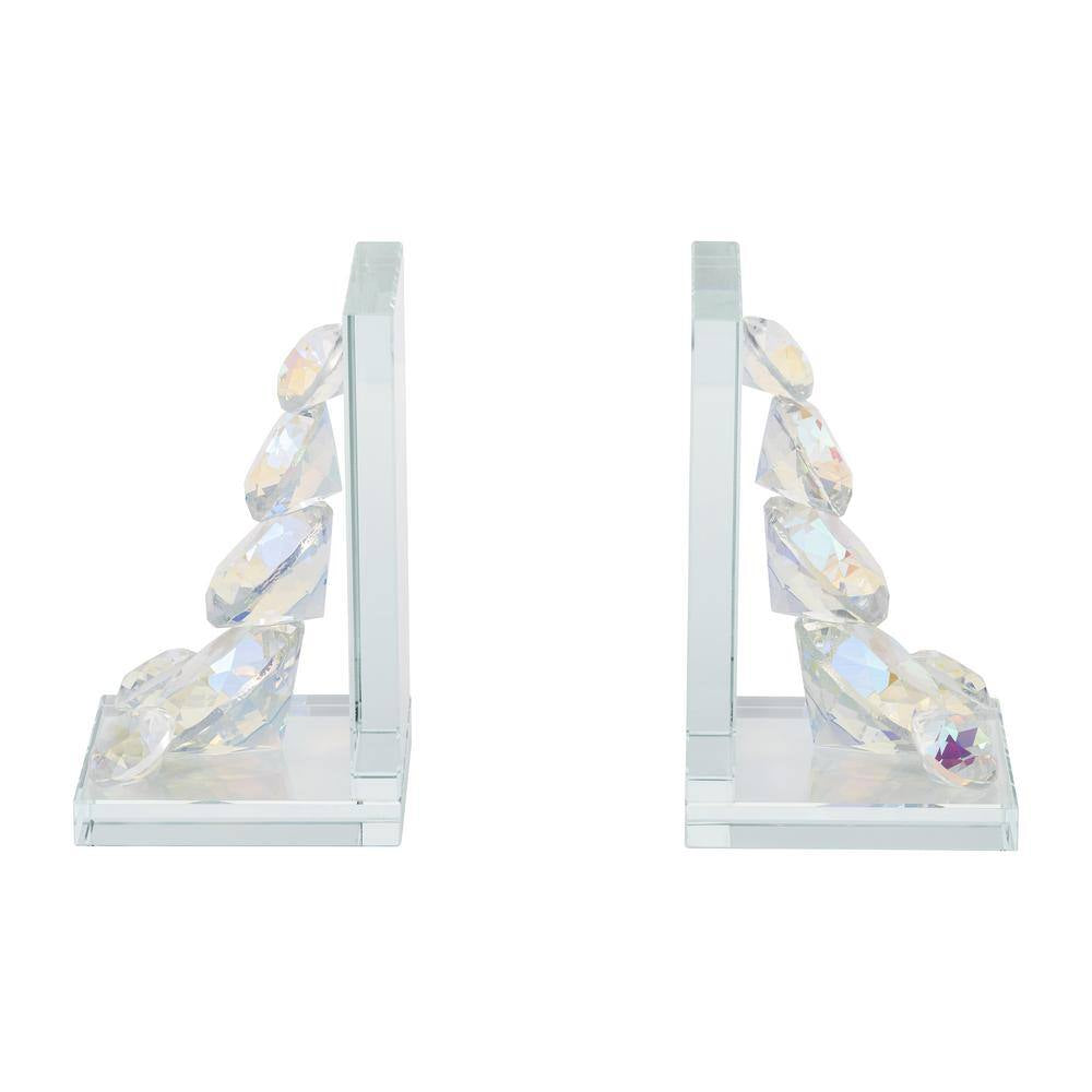 Clear Rainbow Crystal Diamond Glass Bookends (Set of 2)