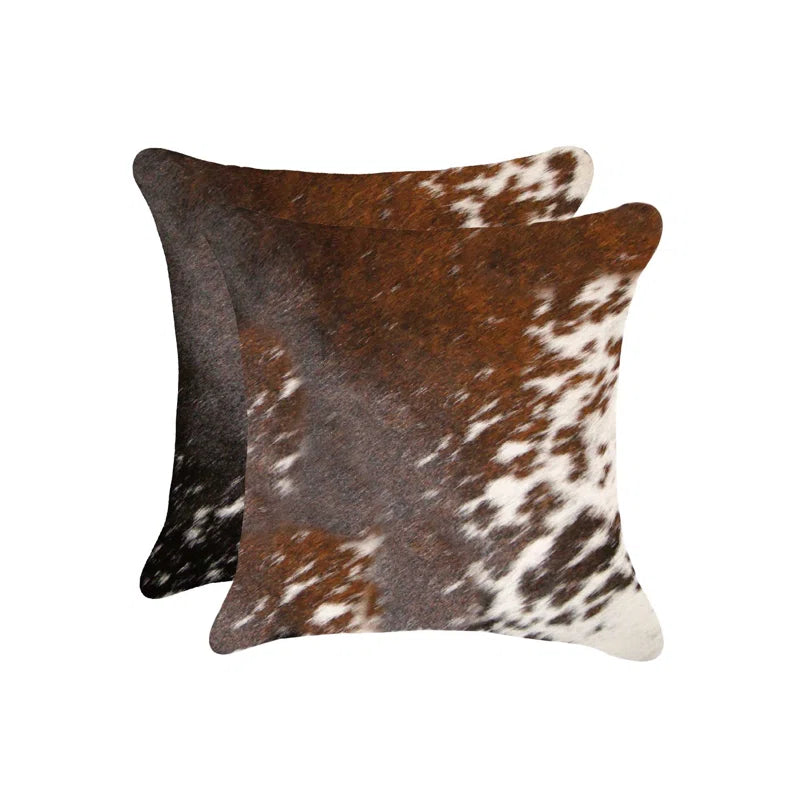 Set of Two 18" Cowhide Throw Pillows