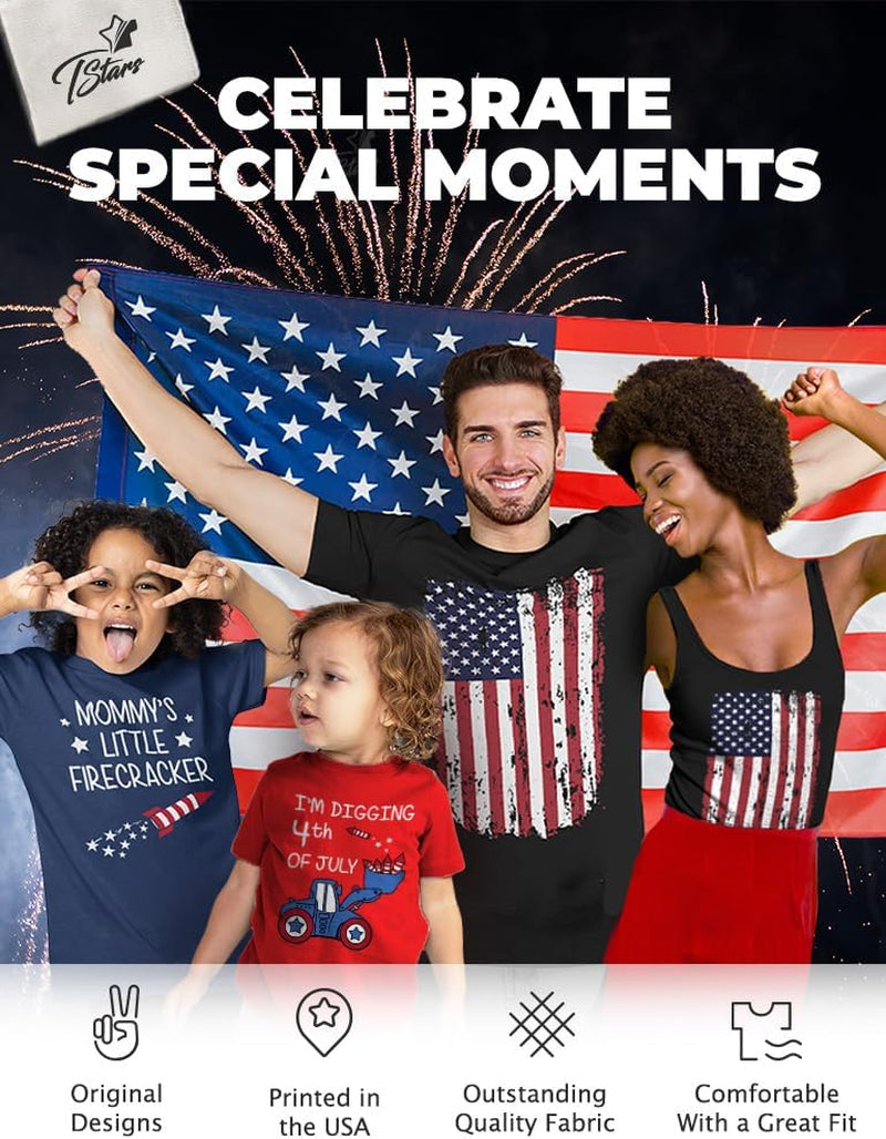 Mommy'S Little Firecracker 4Th of July Shirt for Kids - Toddler Girls & Boys Patriotic American Flag T-Shirt