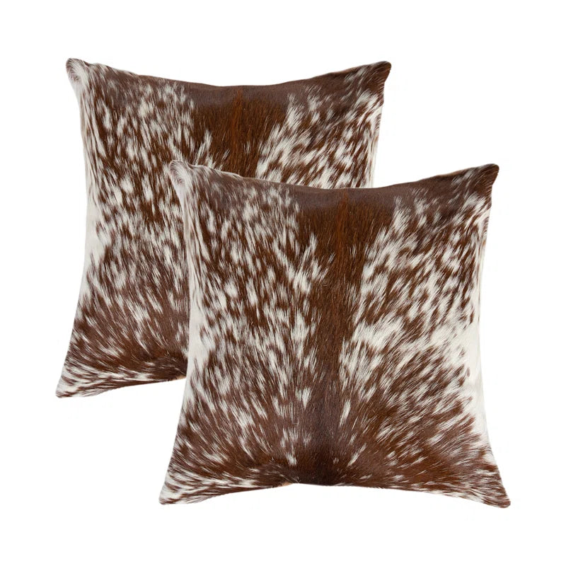 Set of Two 18" Cowhide Throw Pillows
