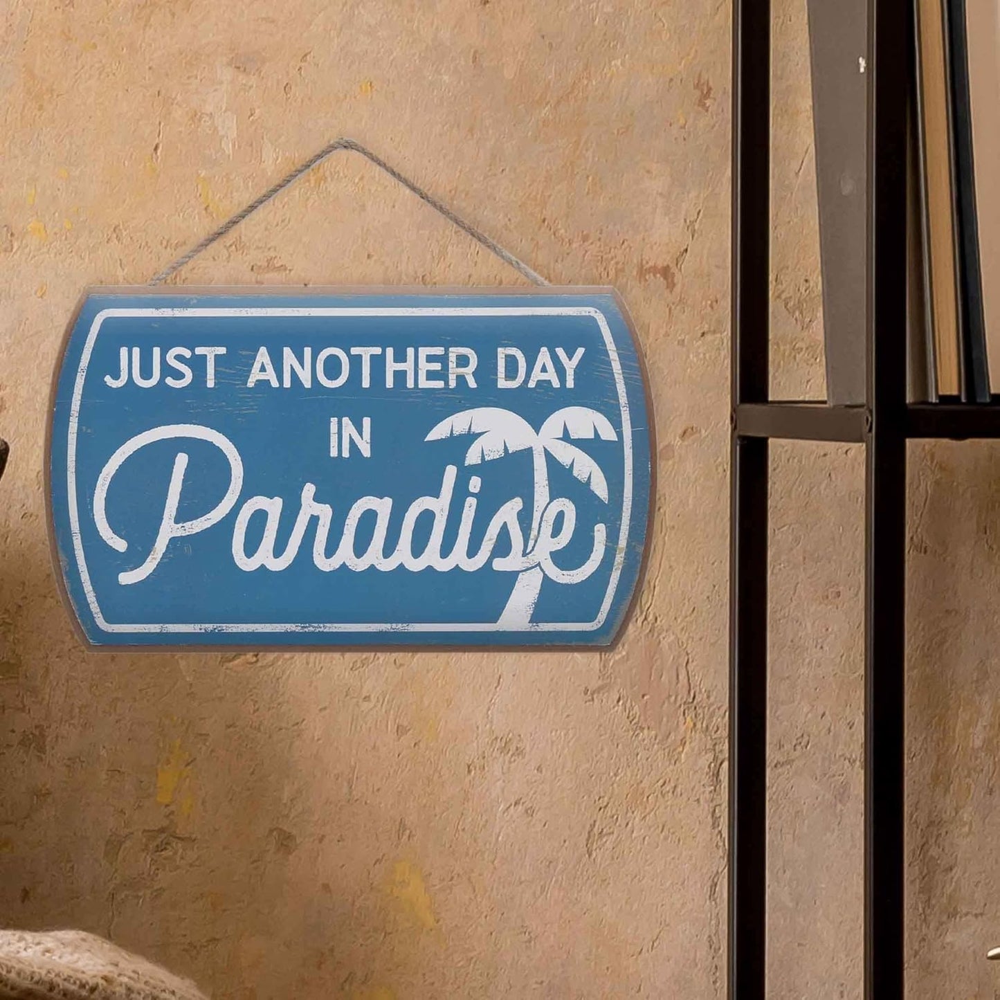 Just Another Day in Paradise Hanging Wood Wall Decor - Cute Sign for Beach House, Lake House or Condo