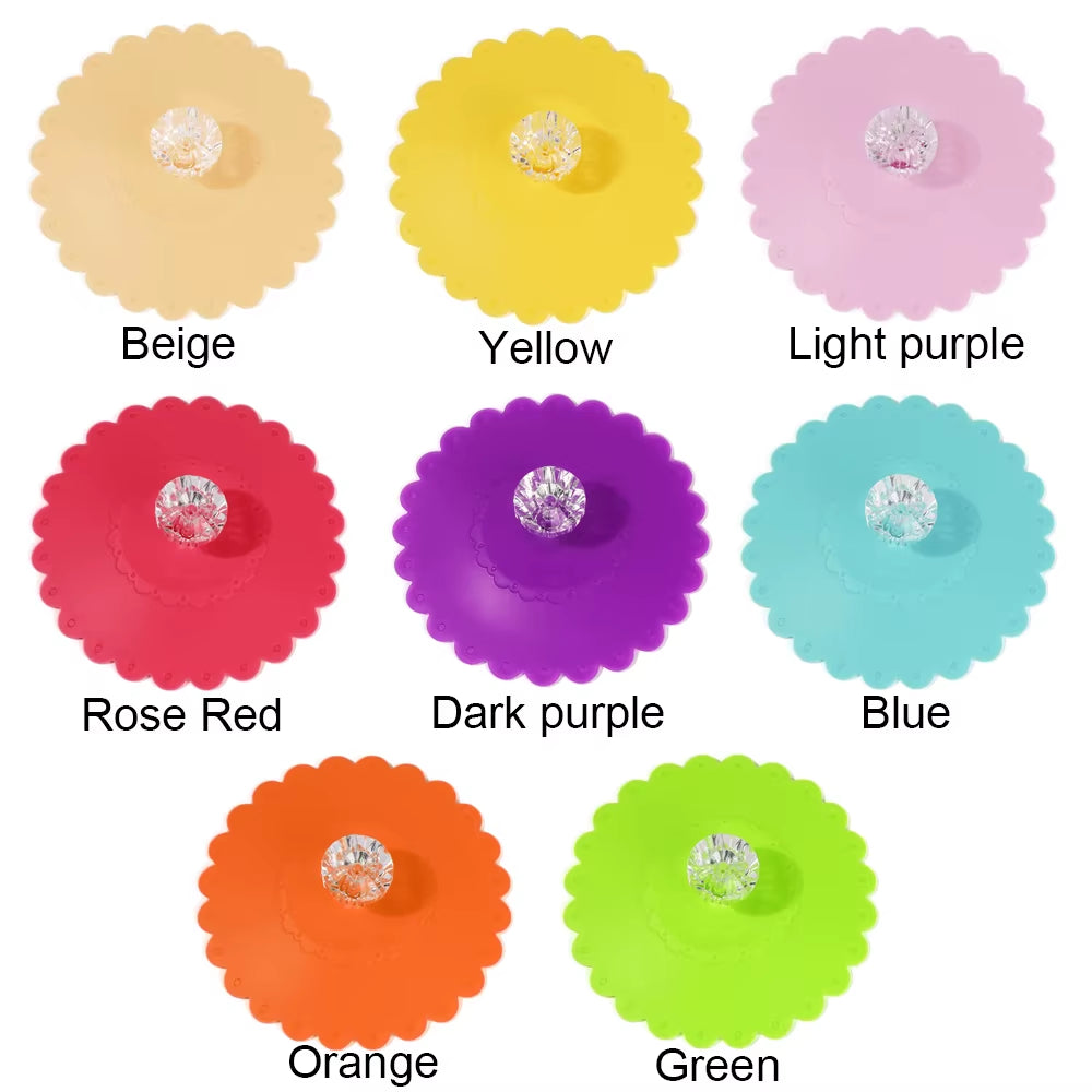 New Rainbow Color Silicone Sealed Cup Cover Heat Preservation Suction Lid Reusable Non-Toxic Anti-Dust Coffee Mug Accessory Tool