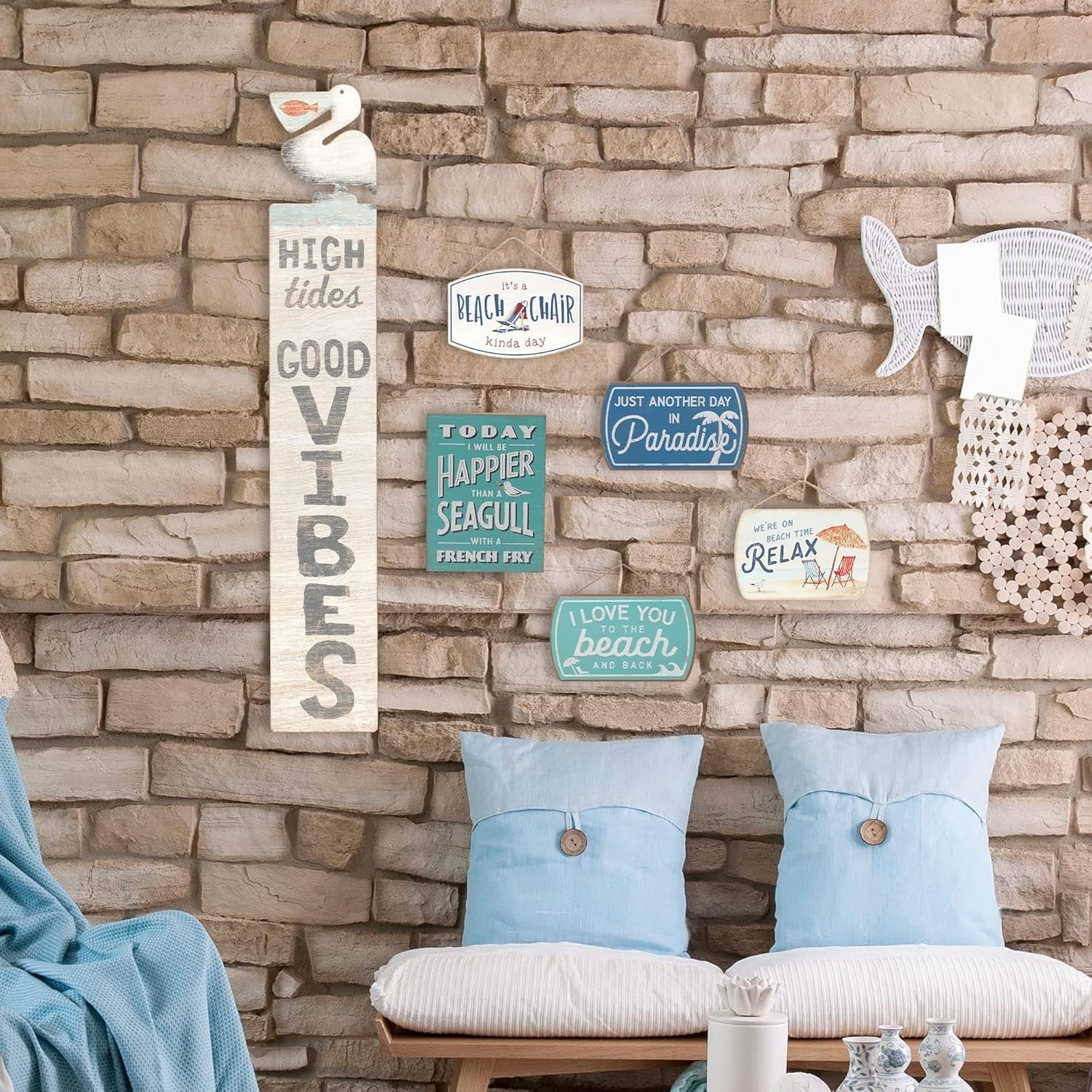 Just Another Day in Paradise Hanging Wood Wall Decor - Cute Sign for Beach House, Lake House or Condo