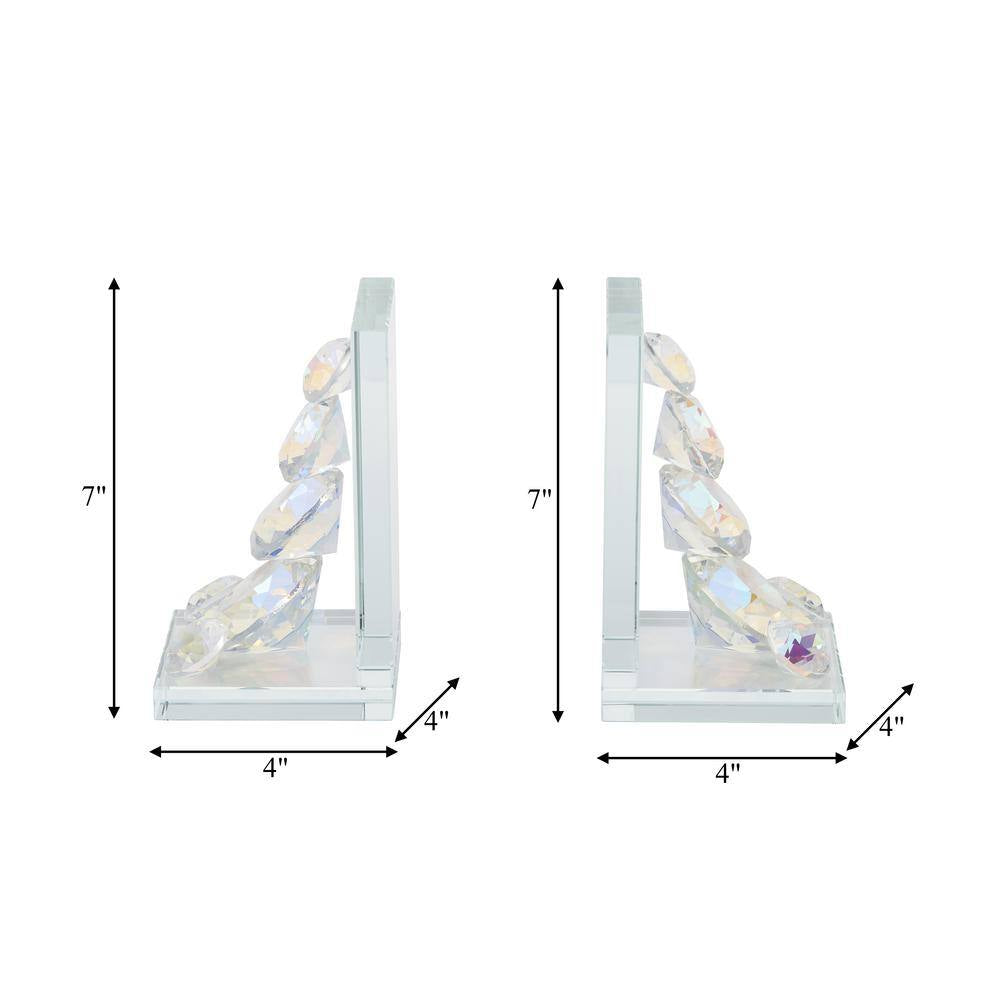 Clear Rainbow Crystal Diamond Glass Bookends (Set of 2)