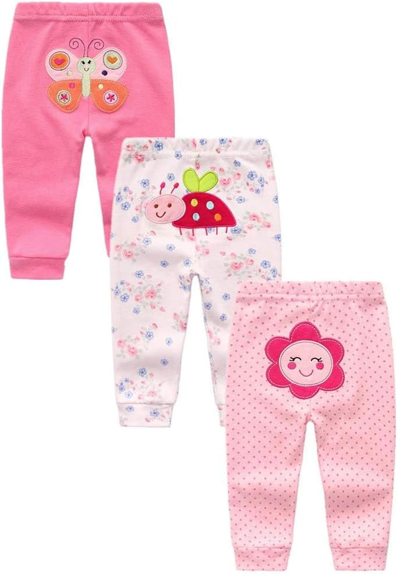 3-Pack Newborn Pants Baby and Toddler Unisex Cotton Trousers Pants