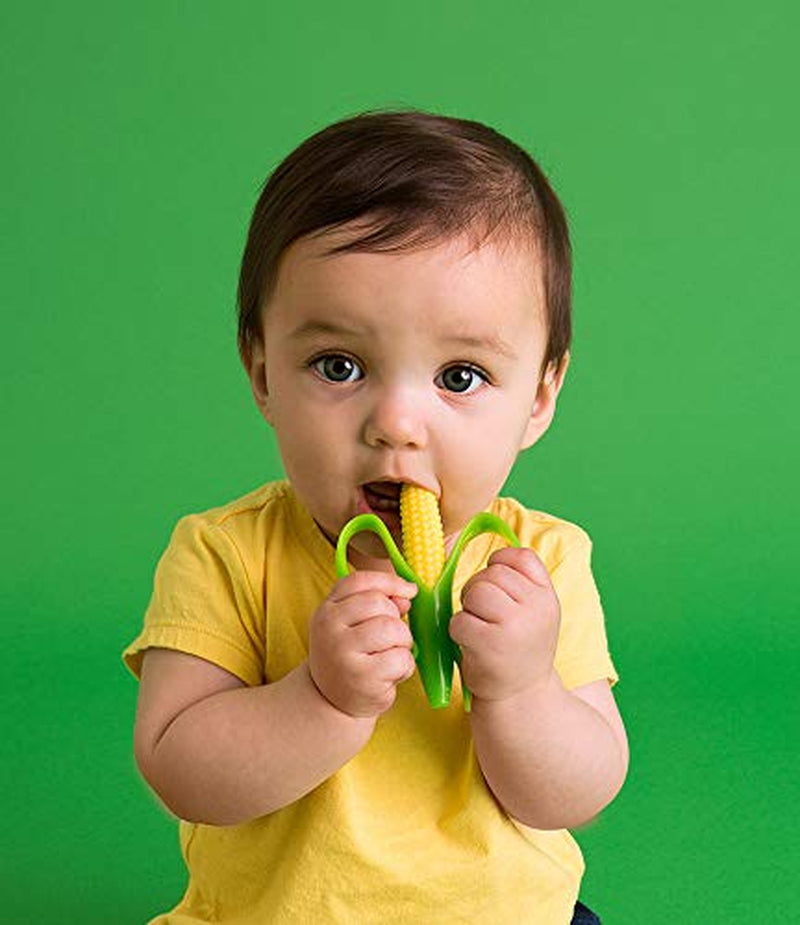 - Corn Cob Toothbrush, Training Teether Tooth Brush for Infant, Baby, and Toddler Green/Yellow Cornelius