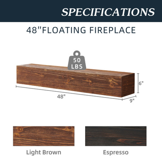 Country Wood Mantelpiece, Wall-Mounted Floating Rack for Home Decor