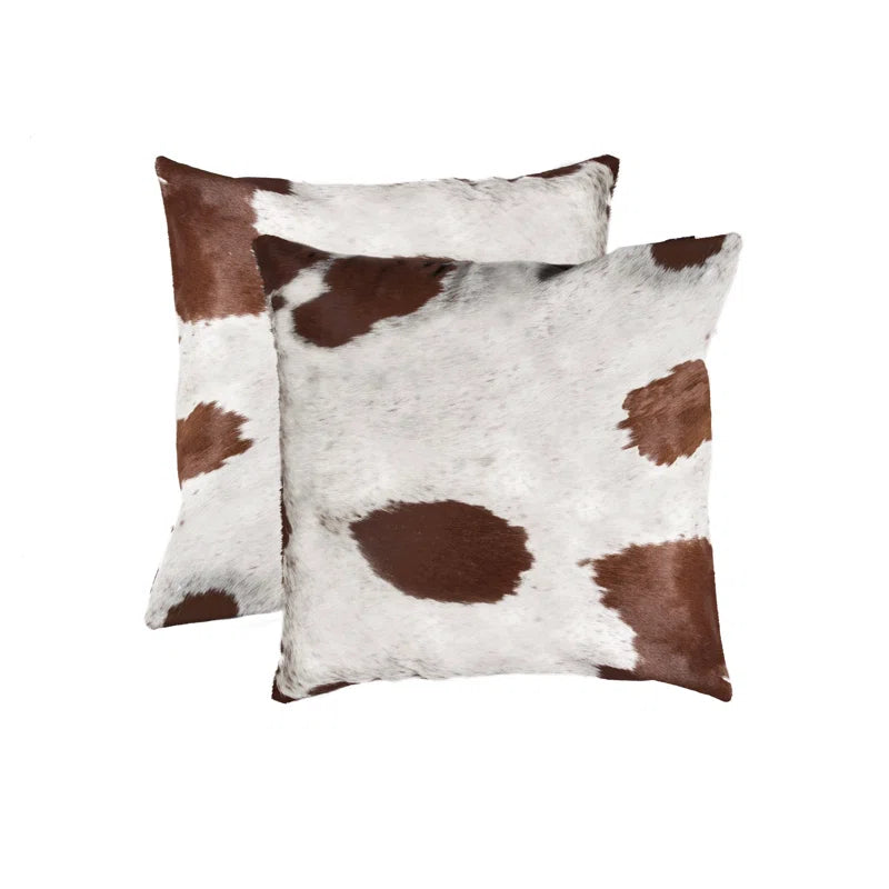 Set of Two 18" Cowhide Throw Pillows