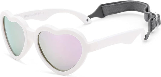 Baby'S First Sunglasses with Strap, Unbreakable Polarized Newborn Infant Heart Sunglasses for Ages 0-24 Months