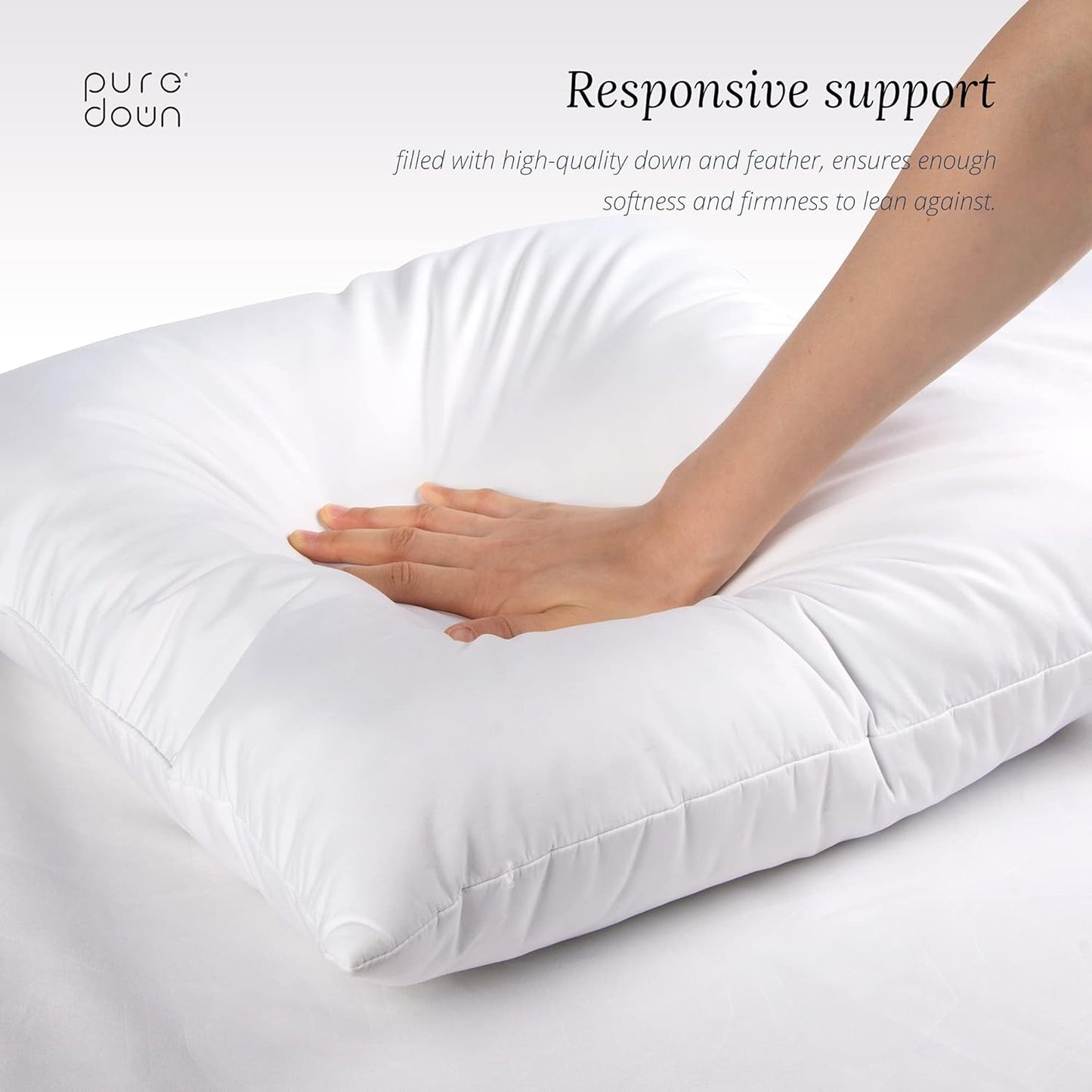 ® 18 X 18 Decorative Feather down Throw Pillow Inserts (Set of 2, White) for Sofa, Couch, Bed, Machine Washable