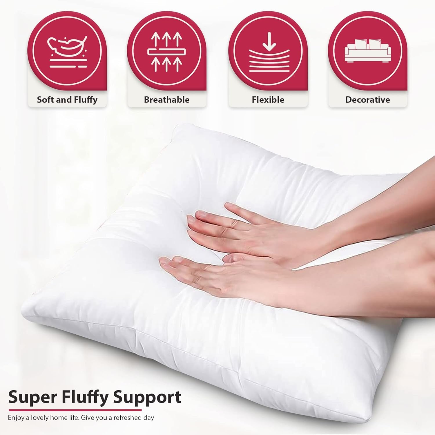 18X18 Throw Pillow Inserts – Set of 4 Soft Square Couch Pillows – Supportive, Fluffy Fill for Bed, Sofa & Chair – Decorative White Pillow Forms
