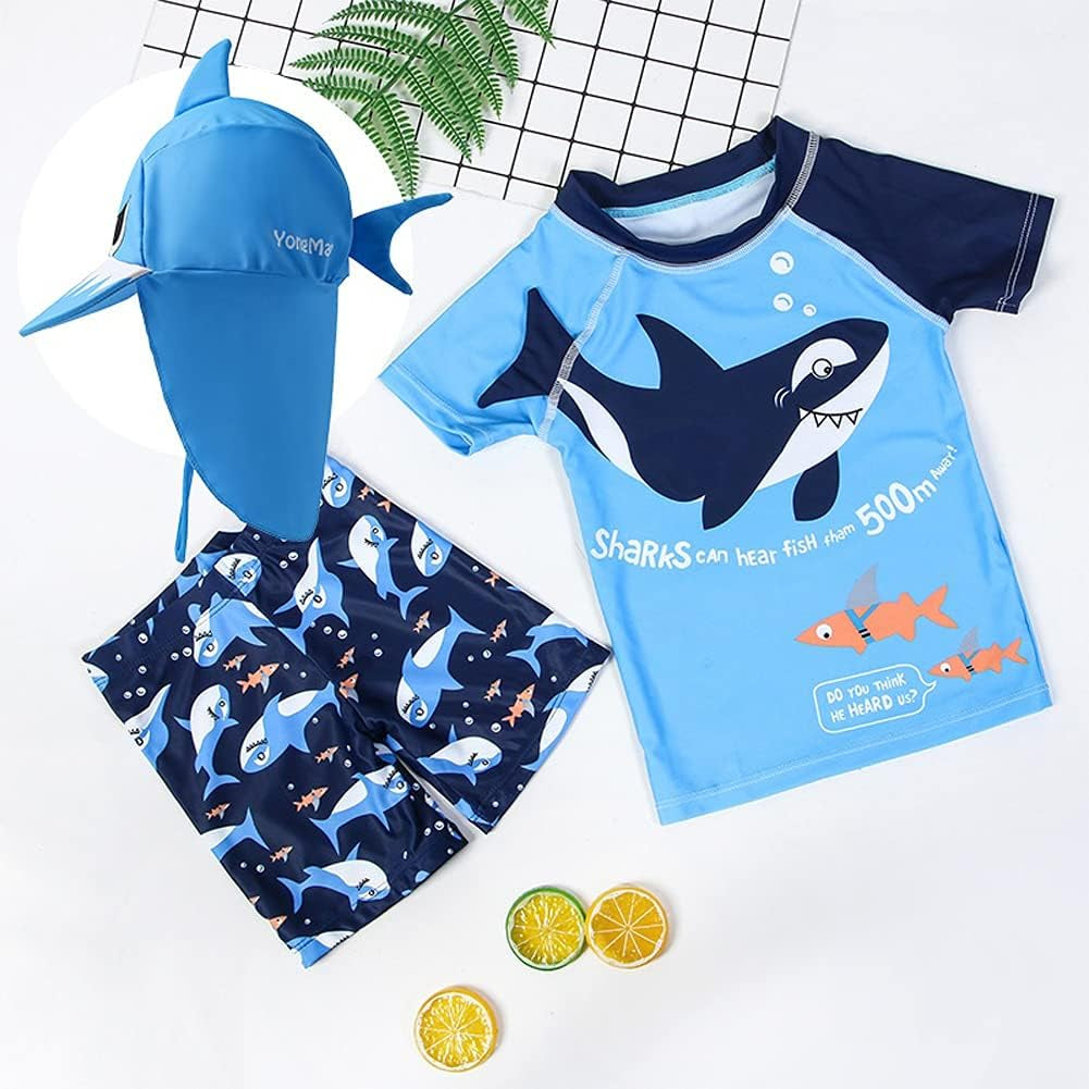Baby and Toddler Boys' 3-Piece Swimsuit Set Bathing Suit with Hat