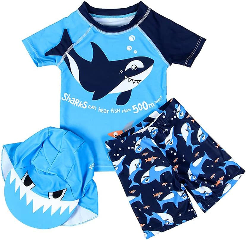 Baby and Toddler Boys' 3-Piece Swimsuit Set Bathing Suit with Hat