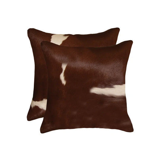 Set of Two 18" Cowhide Throw Pillows