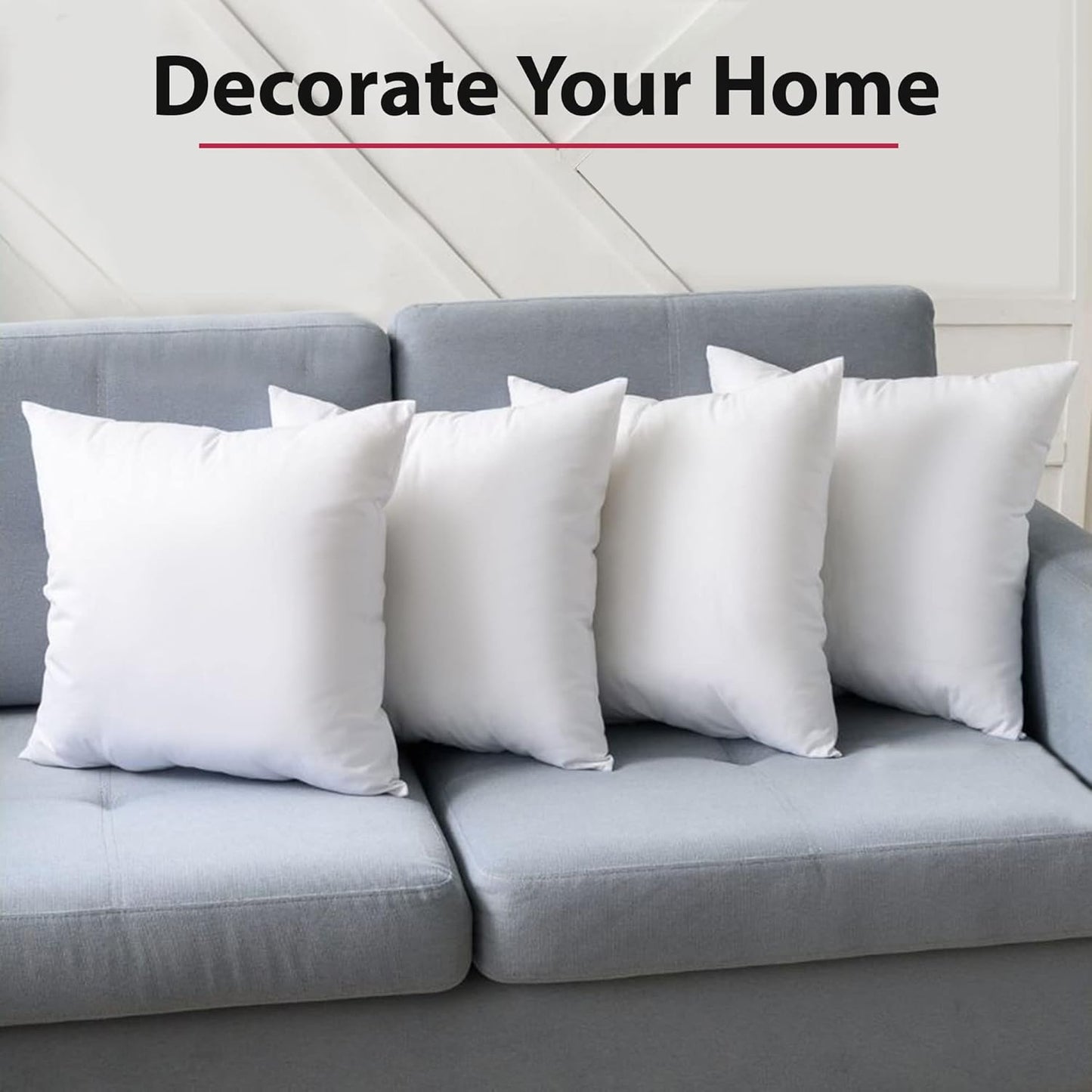 18X18 Throw Pillow Inserts – Set of 4 Soft Square Couch Pillows – Supportive, Fluffy Fill for Bed, Sofa & Chair – Decorative White Pillow Forms
