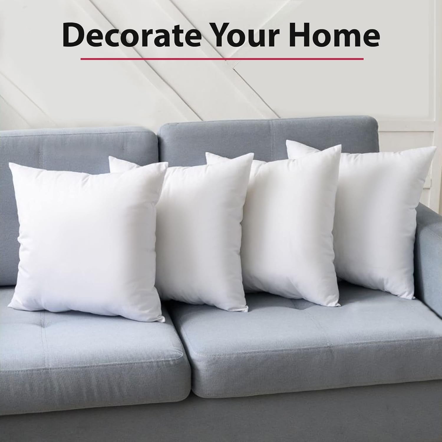18X18 Throw Pillow Inserts – Set of 4 Soft Square Couch Pillows – Supportive, Fluffy Fill for Bed, Sofa & Chair – Decorative White Pillow Forms