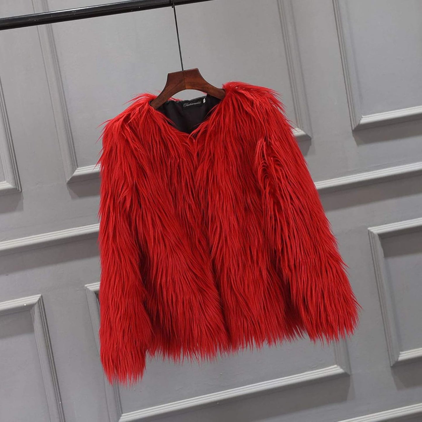 Girl Faux Fur Long Sleeve V Neck Jacket Coat Warm Outerwear Children Thick Outwear 2-10Years (Red, 6-7 Years)