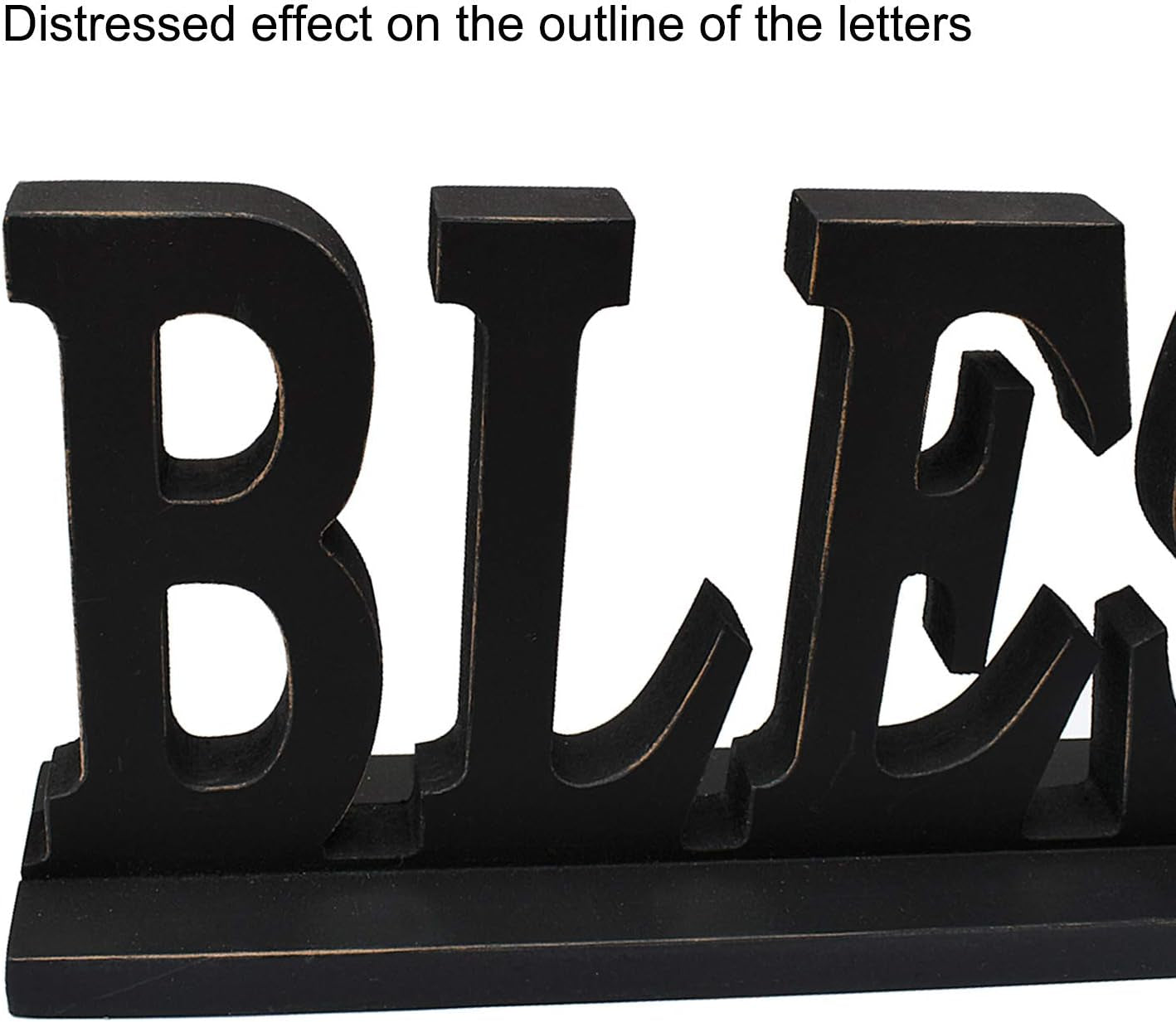 Wood Blessed Sign Indoor Home Decor Cutout Block Letter Farmhouse Table Centerpieces Wooden for Living Room Office Shelf Mantel Decor