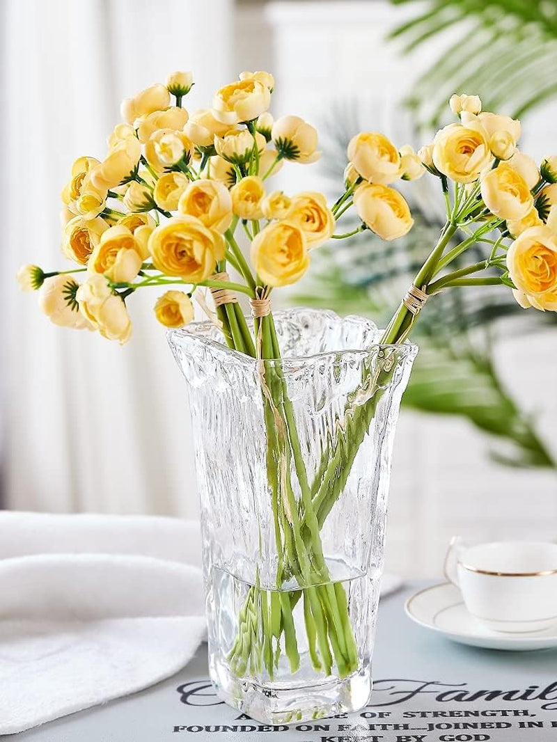 Clear Vase Thickened Glass Vase 9.45Inch Flower Vase for Home Decor Wedding Office Tabletop or Gift (Clear)