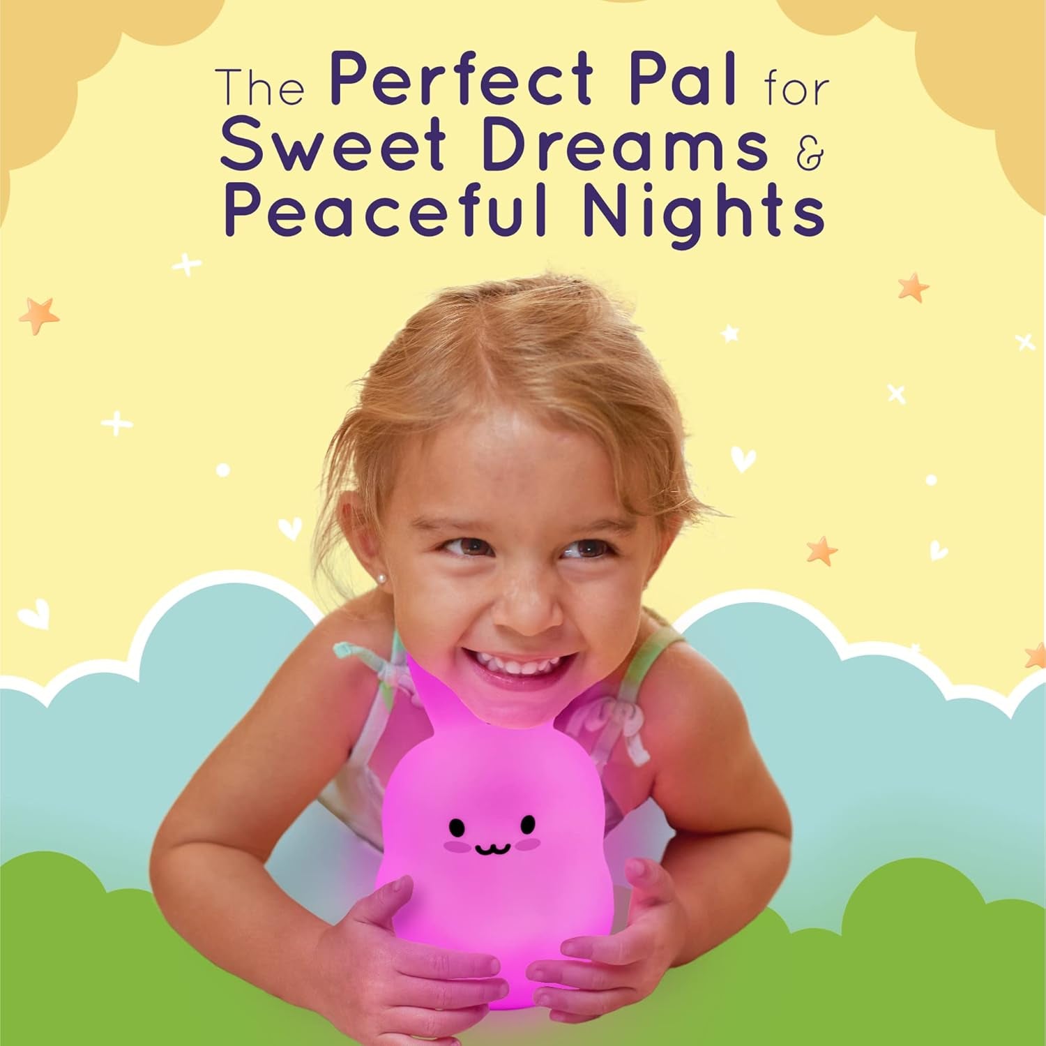 Remote Control Silicone Night Light for Kids - Bunny Design with 9 Soft Colors & Sleep Timer - Rechargeable, Battery-Operated Lamp for Bedroom | Baby Nursery, Toddler, Girls, Boys