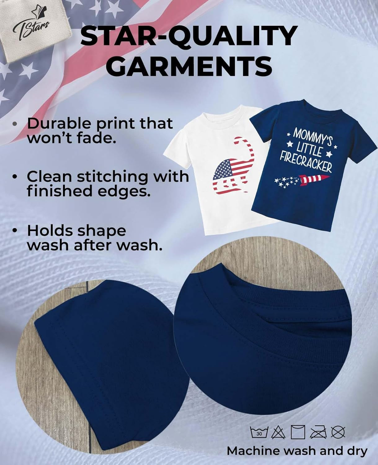 Mommy'S Little Firecracker 4Th of July Shirt for Kids - Toddler Girls & Boys Patriotic American Flag T-Shirt