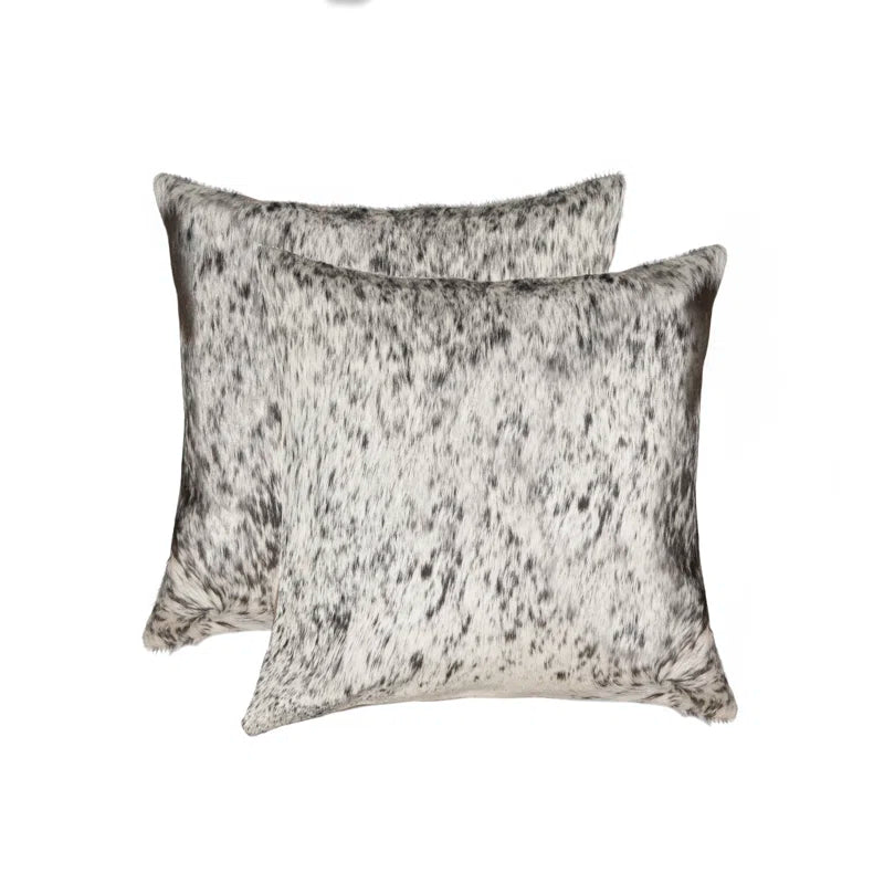 Set of Two 18" Cowhide Throw Pillows