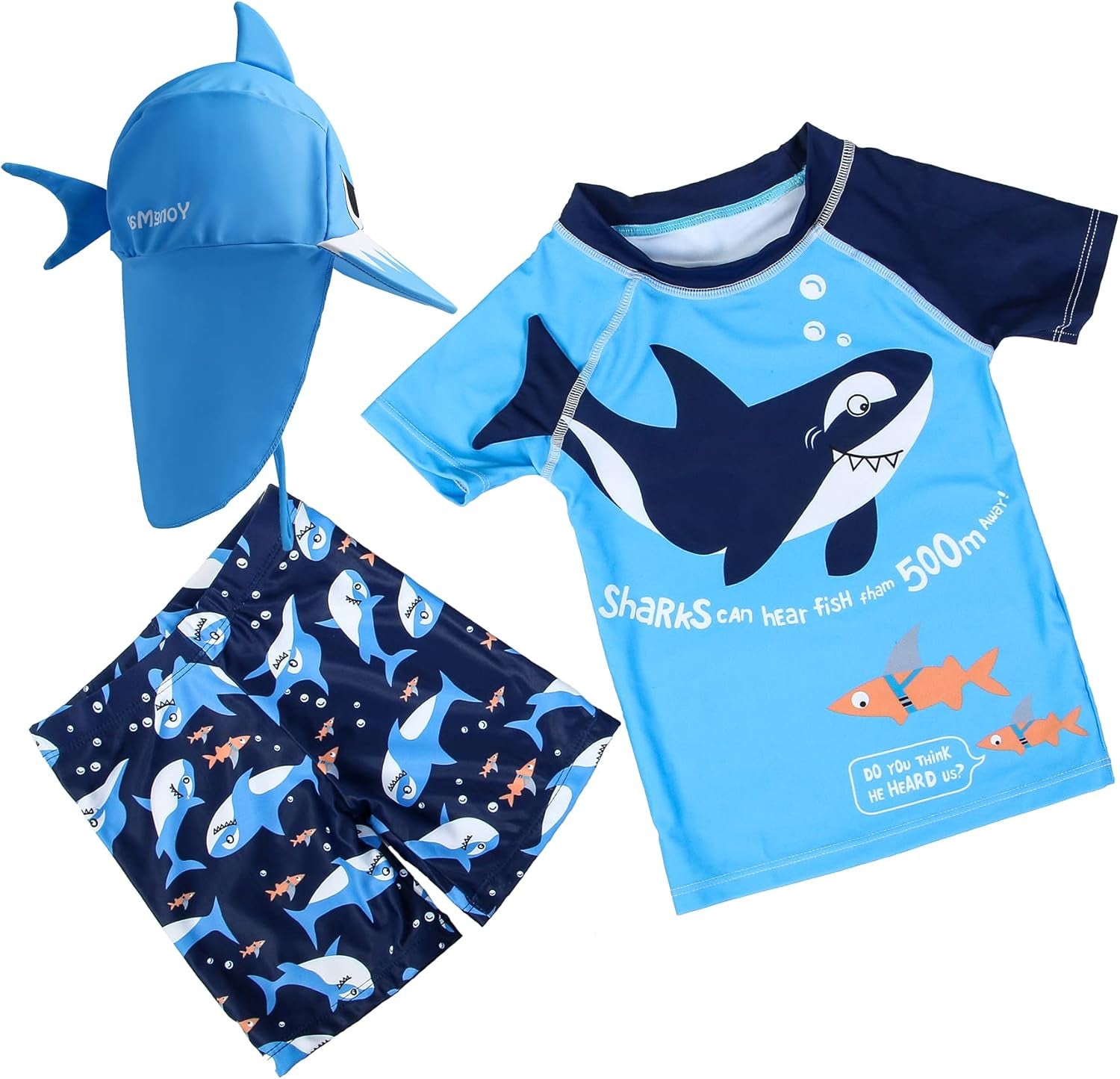Baby and Toddler Boys' 3-Piece Swimsuit Set Bathing Suit with Hat