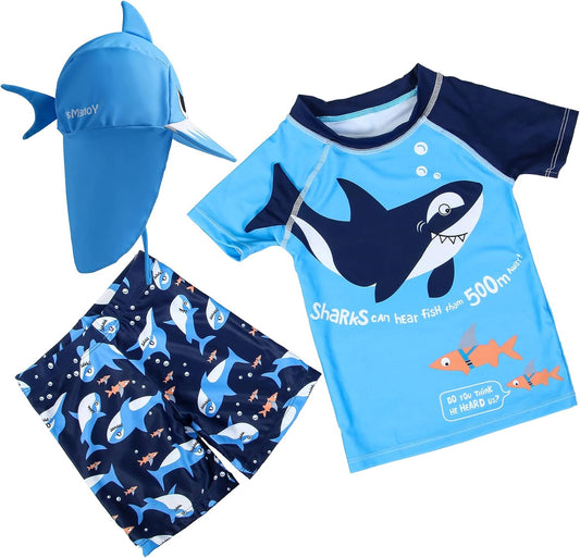 Baby and Toddler Boys' 3-Piece Swimsuit Set Bathing Suit with Hat