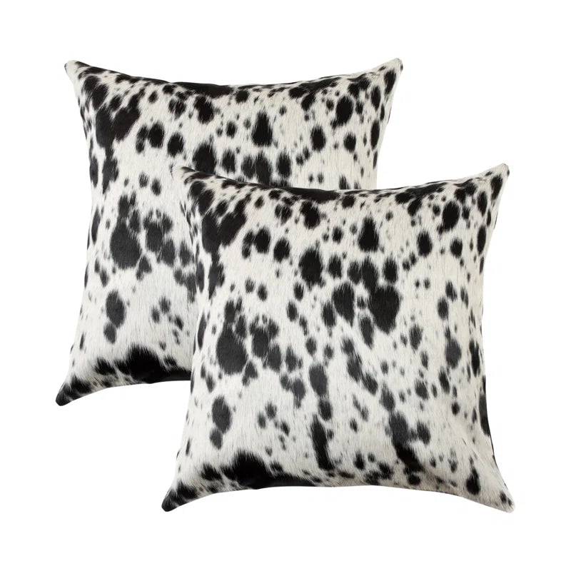 Set of Two 18" Cowhide Throw Pillows