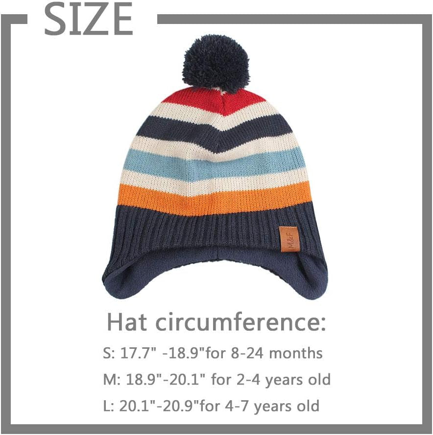 Knitted Baby Hat Scarf Set Winter Warm Boys Girls Beanie Fleece Lining Toddler Kids Hats with Pompom
