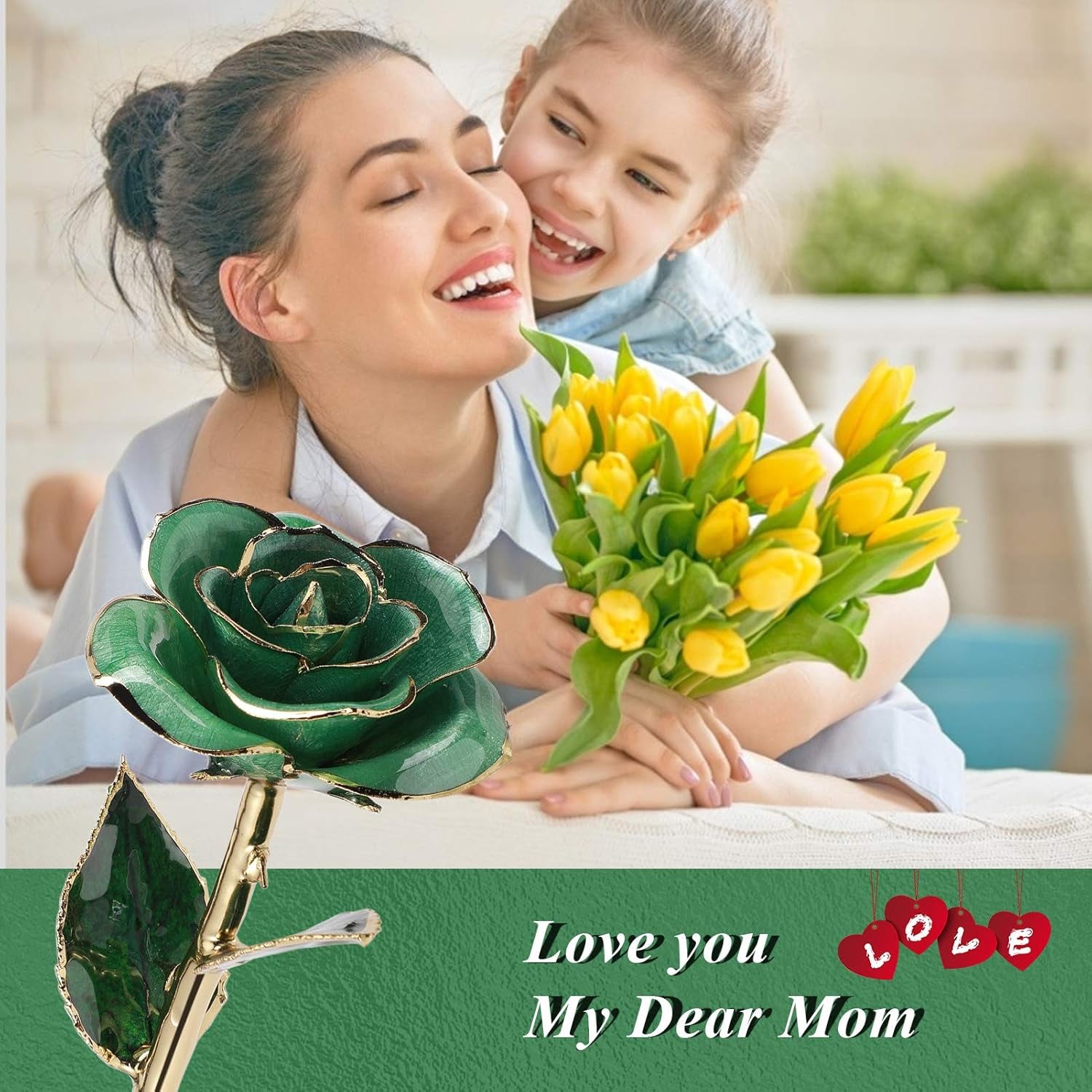 24K Light Green Rose for Her, Dipped Gold Rose Love Real Golden Plated Preserved Forever Flower with Rose Stand Present for Wife/Girlfriend/Lover (Light Green)