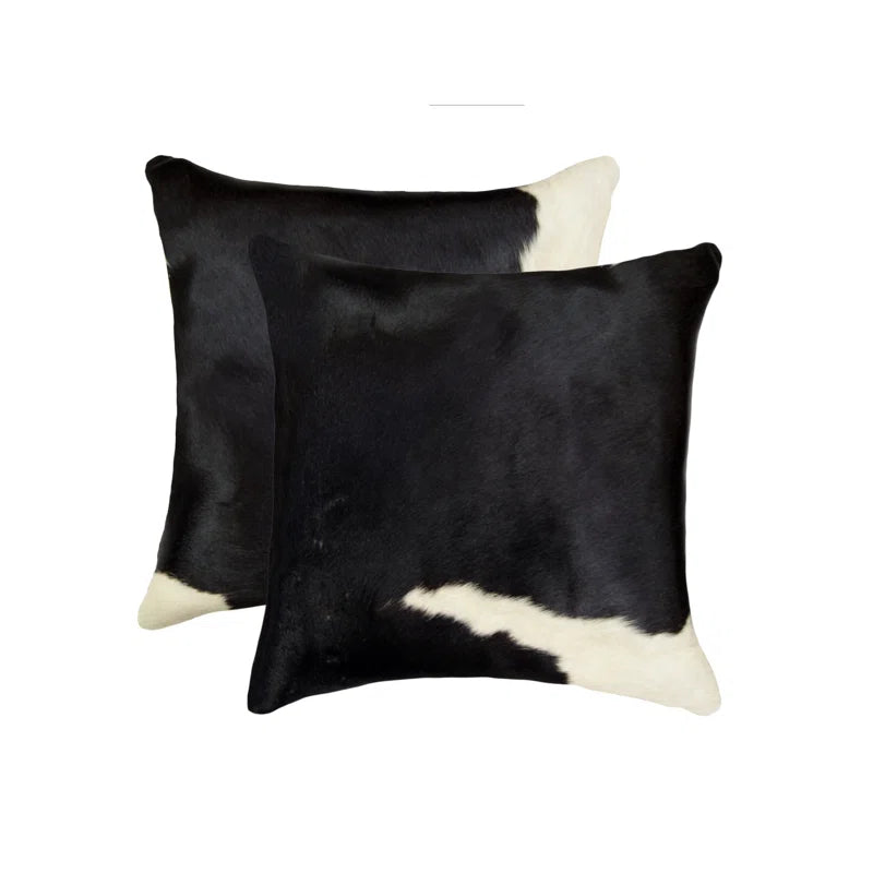 Set of Two 18" Cowhide Throw Pillows