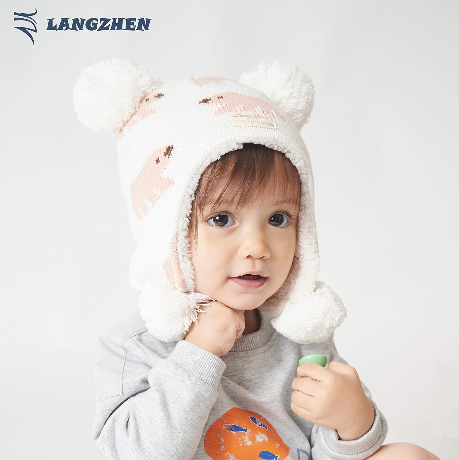 Toddler Kids Infant Winter Hat,Earflap Knit Warm Cap Fleece Lined Beanie for Baby Boys Girls