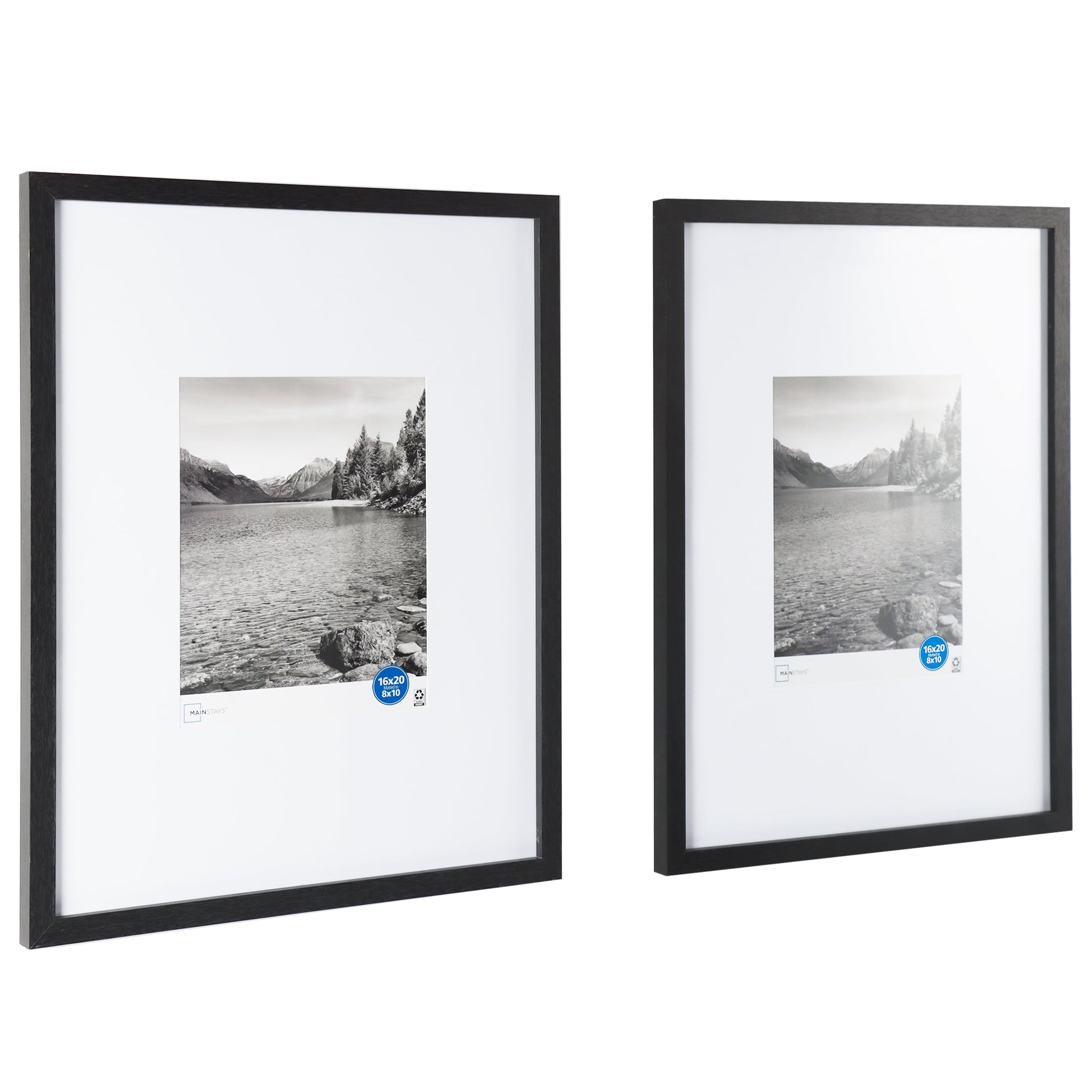 (2 Pack)  16"X20" Black 2 PC Frame Set, Matted for 8"X10" Pictures