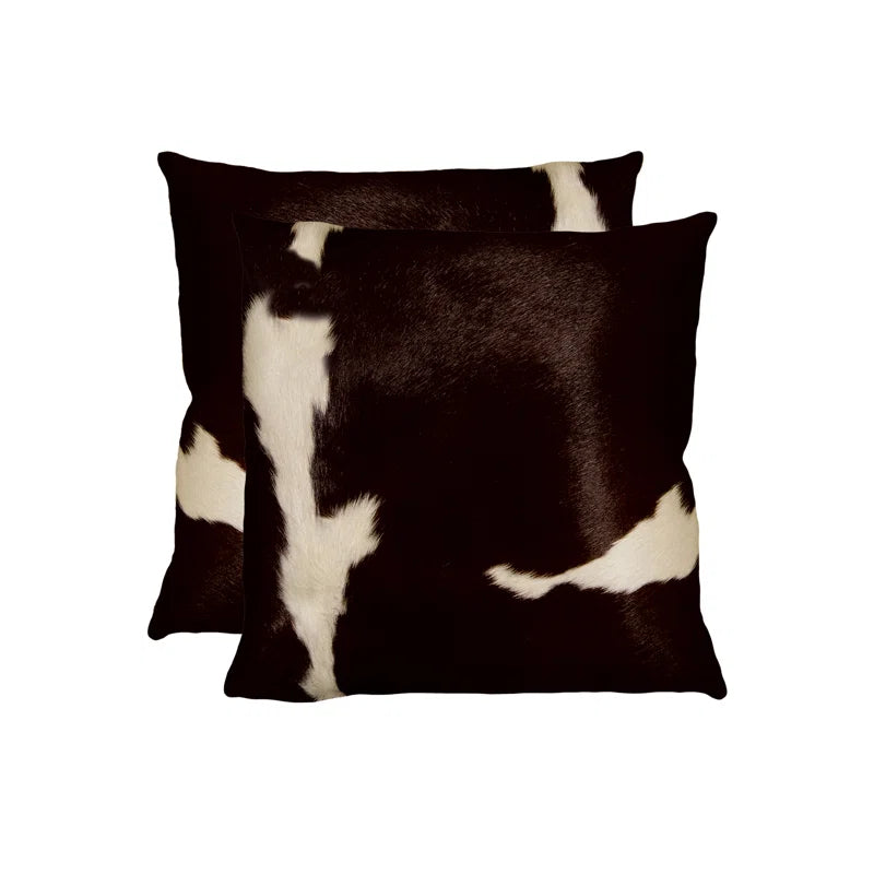 Set of Two 18" Cowhide Throw Pillows