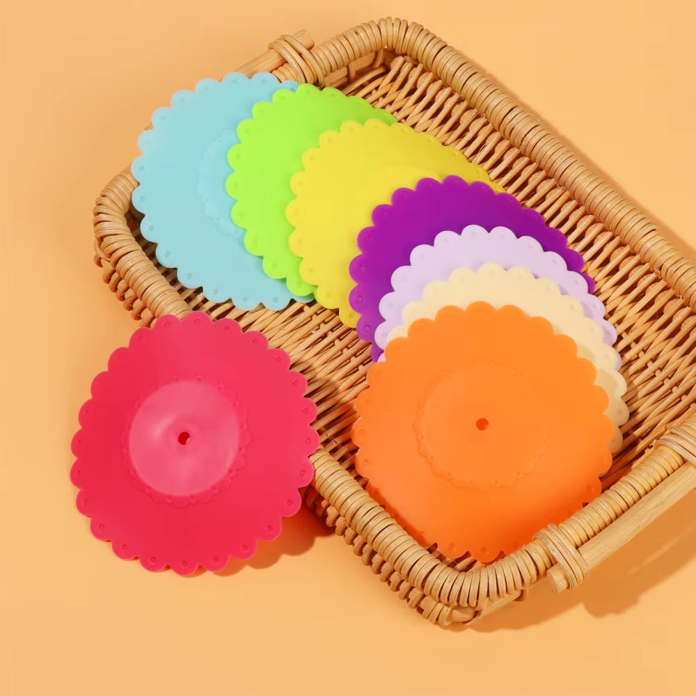 New Rainbow Color Silicone Sealed Cup Cover Heat Preservation Suction Lid Reusable Non-Toxic Anti-Dust Coffee Mug Accessory Tool