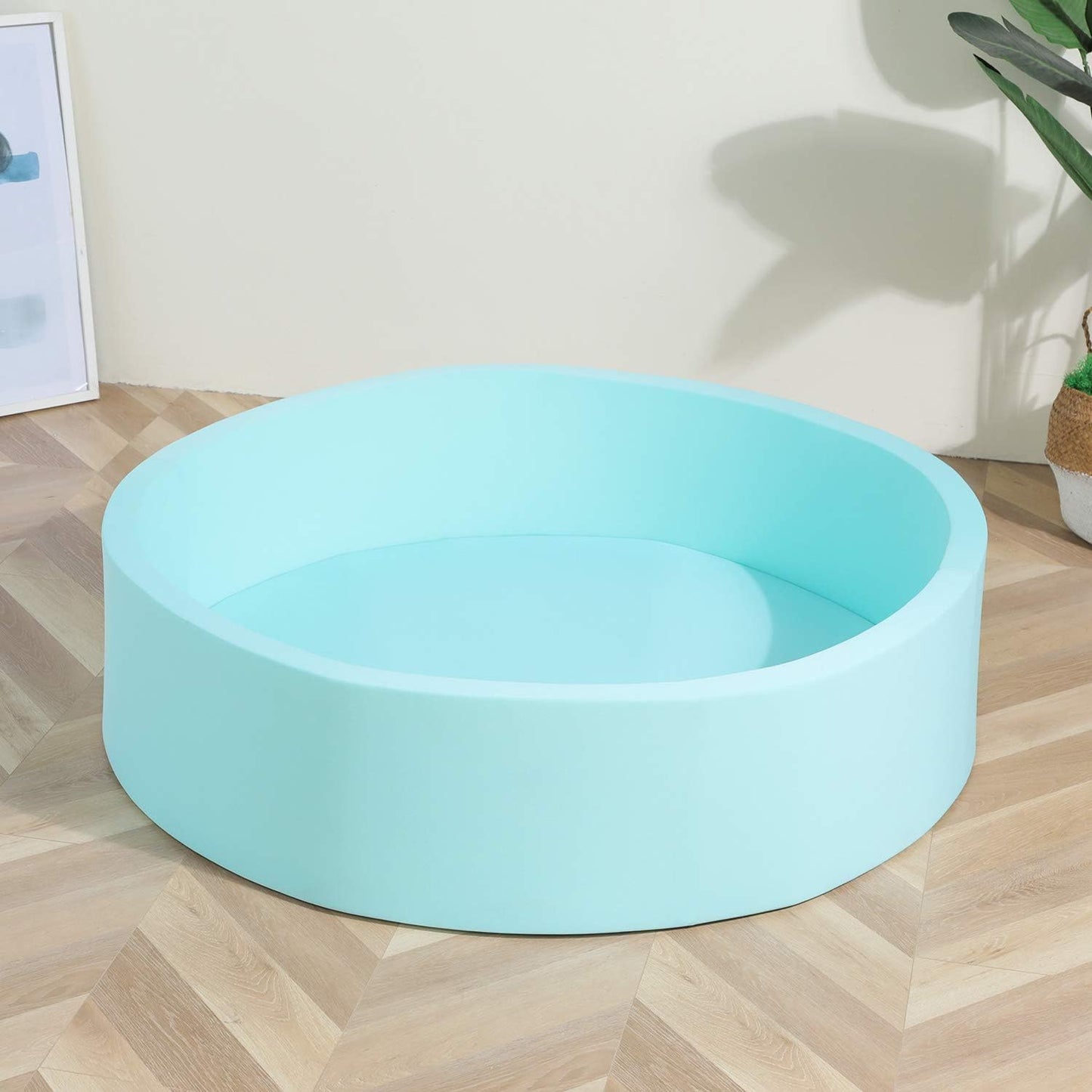 Extra Large Soft Foam Ball Pit 51.2" X 11.8" (NO Balls) in Large Sponge round Ball Pool Indoor round Ball Pits Children Toddler Playpen - Light Blue