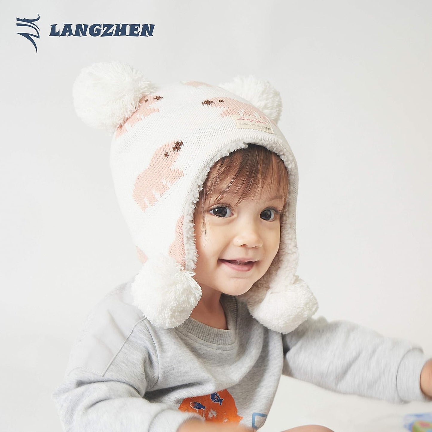 Toddler Kids Infant Winter Hat,Earflap Knit Warm Cap Fleece Lined Beanie for Baby Boys Girls