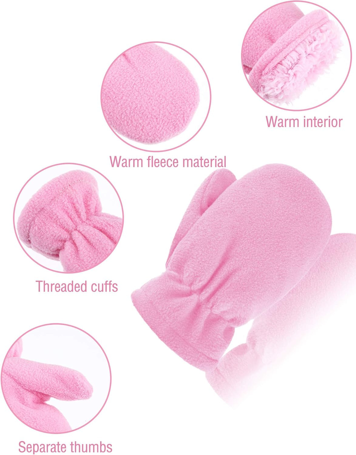 3 Pairs Baby and Toddler Fleece Mittens Kids Winter Warm Mittens for Boy Girl